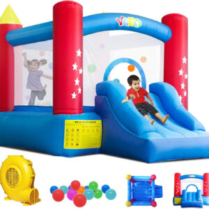 YARD Bounce House for Kids 3-8, Inflatable Bounce House with Slide, Bouncy House with Blower & Play Balls for Indoor Outdoor, 9.5x6.5x6.5FT Bouncy Castle for Toddlers Party Aged 5-12
