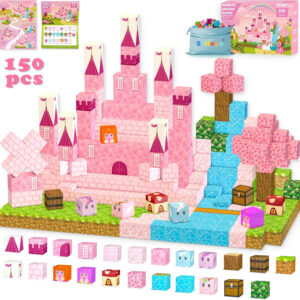 150PCS Magnetic Blocks Princess Toys, Build Mine Magnet World, STEM Magnetic Building Blocks Construction Toys for Kids Toddlers Boys Girls Ages 3 4 5 6 7 8 9 10 11 12 Christmas Birthday Gifts