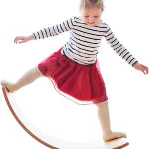 Giggle & Play 36" Wooden Balance Board – Natural Curvy Wobble Board for Kids, Toddlers & Adults, Montessori Rocker Toy, Yoga Trainer for Office, Home, Classroom Use