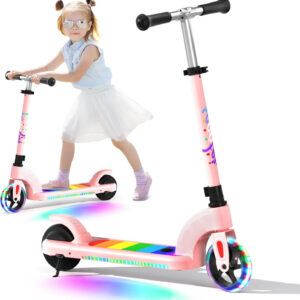 ANHAO Electric Scooter for Kids Ages 6-12 (Mainly 6-10), Kids Electric Scooter with Adjustable Height, Kick Scooter for Kids up to 110 Lbs, up to 6Mph