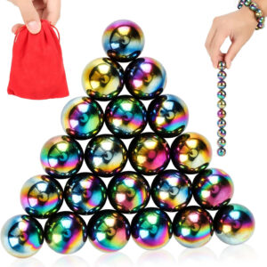 21Pcs Magnet Rainbow Ball Fidget Toy, DIY Hematite Stones Toys for Adults, Science Kit for Anxiety Relief, Magnetic Rattle Snake Birthday Easter Gift Egg Filler Stuffer Party Favors