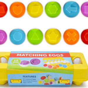 JUNBESTN Easter Matching Eggs Connect Eggs Carton Toys Gifts for 1 2 3 Years Old Kids Toddler Baby Girls Boys Shape Color Egg Play Learn
