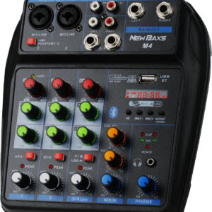 DJ Audio Mixer, DJ Mixers 4 Channel Sound Board with Bluetooth, NEW BAXS Sound Mixer Board XRL/1/4" Interface, USB/MP3 Computer Input 48V Phantom Power Stereo DJ Studio Streaming KTV Stage