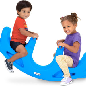 Simplay3 Rock and Roll Teeter Totter Seesaw - Rocking Fun for Two Toddlers or Kids Ages 18 Months to 5 Yrs- Sapphire, Made in USA
