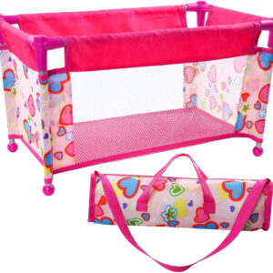 JIZHI Reborn Baby Doll Crib, Baby Doll Bed, Foldable Doll Playpen Toy for 17-21 Inch Dolls, Reborn Baby Doll Accessories with Storage Bag, Doll Pack n Play Kids Gift(Pink)
