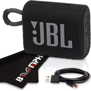 JBL Go 3 Portable Bluetooth Wireless Speaker, IP67 Waterproof and Dustproof Built-in Battery - Black - Boomph's Comprehensive Ultimate Performance Cloth Solution for Your On-the-Go Sound Experience