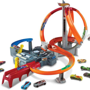 Hot Wheels Toy Car Track Set Spin Storm, 3 Intersections for Crashing & Motorized Booster, 1:64 Scale Car (Amazon Exclusive)