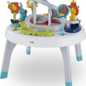 Fisher-Price Baby to Toddler Toy 2-In-1 Sit-To-Stand Activity Center with Music Lights and Spiral Ramp, Spin ‘N Play Safari