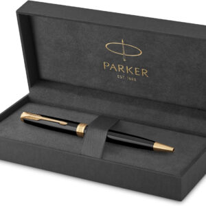 PARKER Sonnet Ballpoint Pen, Black Lacquer with Gold Trim, Medium Point Black Ink (1931497)