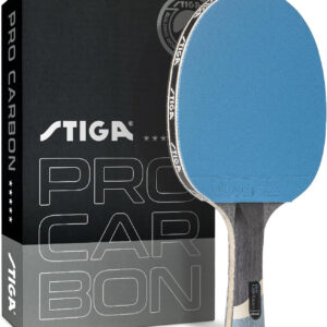STIGA Pro Carbon Performance-Level Table Tennis Racket with Carbon Technology for Tournament Play - Red and Blue Colors