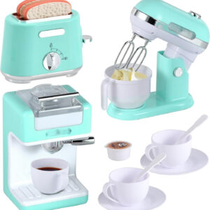 Kitchen Appliances Toys, Play Kitchen Accessories Set for Kids, Pretend Kitchen Toys with Coffee Maker, Mixer and Toaster, Play Kitchen Set for Kids (Green)