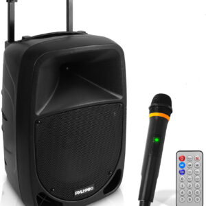 Pyle PSBT105A - 1000W Portable Bluetooth PA Speaker, 10'' Subwoofer, UHF Wireless Mic, MP3/USB/SD, Rechargeable Battery, LED Battery Indicator Lights, Black