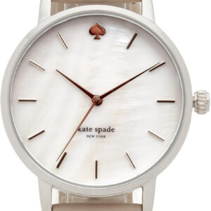 kate spade new york women's metro quartz stainless steel, leather three-hand watch, color: silver, gray