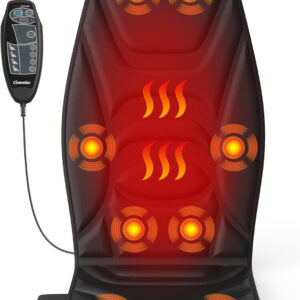 Massage Seat Cushion with Heat, Back Massager for Pain Relief Deep Tissue, Vibration Massage Chair Pad, Chair Massager for Home Office Use, Gifts for Men & Women