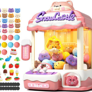 Claw Machine for Kids, Mini Vending Machine with Music, Prize Dispenser Toys for Girls and Boys, Electronic Claw Game Machine for Party Birthdays, Includes 45 Mini Toys (Medium)