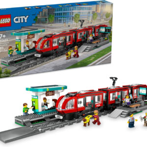 LEGO City Downtown Streetcar and Station Tolley Playset for Toy Train Fans Ages 7 and Up, Fun Gift for Kids who Love Vehicle Toys, Includes 6 Minifigures and a Guide Dog Figure for Role Play, 60423