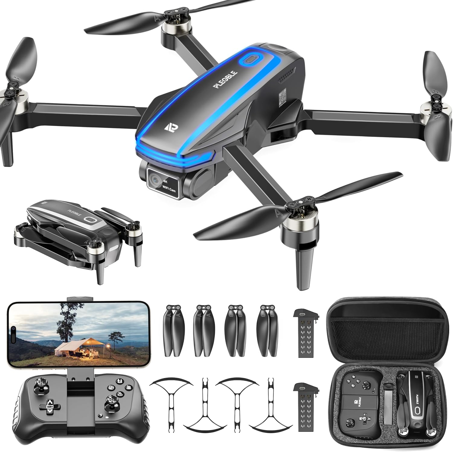 Drones with Camera for Adults 4K Brushless Motor Drone for Kids Beginners, FPV Foldable RC