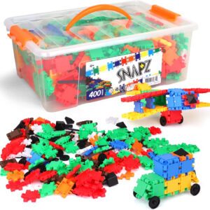 SNAPZ Building Bricks 400 Pcs Connecting Toy - Strong Durable Colorful Block Set w Storage, Interlinking Construction Blocks for Kids - STEM Development, Creativity and Educational Children Toys, 4+