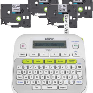 Brother P-Touch PT-D210 Label Maker Value Bundle Includes 4 Label Tapes, Easy-to-Use, Home and Office Organization, White