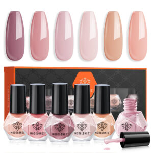 modelones Nail Polish 6 Colors Neutral Nude Nail Polish Set Nude Pink Quick Dry Fall Winter Nail Polish Finger Nail Polish Bulk Manicure Diy Nail Art Home Salon Gift For Women Girl