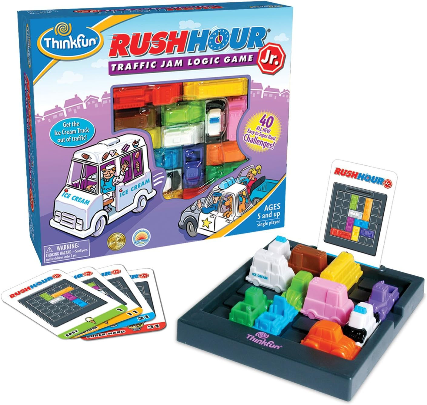 ThinkFun Rush Hour Junior - Classic Traffic Jam Logic Game | STEM Toy for Kids | Engaging Puzzles for Ages 5 and Up | Junior Edition of the International