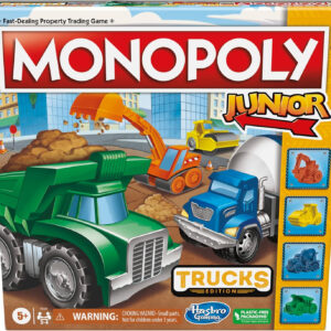Hasbro Gaming Monopoly Junior Trucks Edition Board Game for Kids Ages 5+, 2-4 Player Kids Games