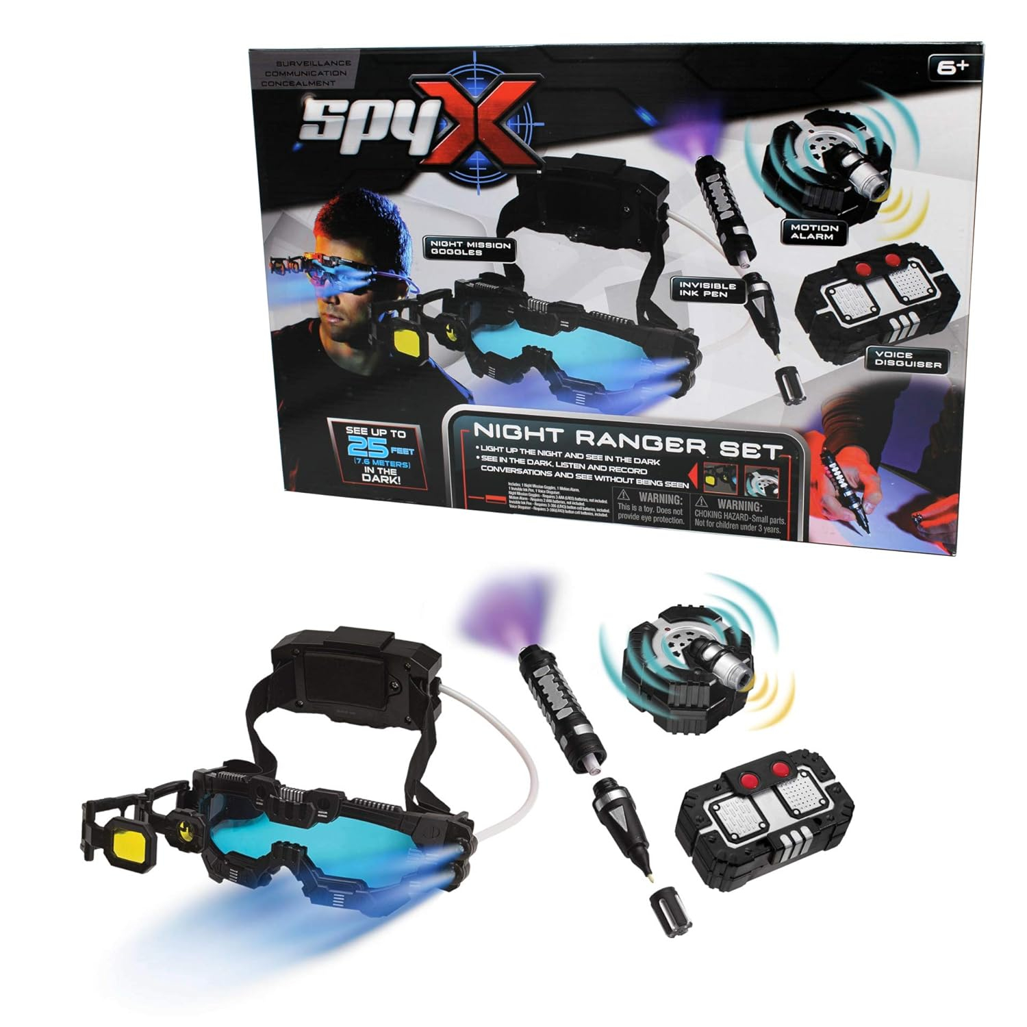 SpyX / Night Ranger Set - Includes Night Mission Goggles / Motion Alarm / Voice Disguiser / Invisible Ink Pen.