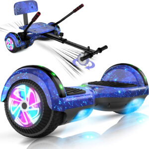 YHR Hoverboard with Seat Attachment - Go Kart Conversion Kit - 6.5" Wheels Kids Adults Hover Board with Bluetooth Speaker Lights Electric Self Balancing Scooter for Teens Girls Boys Gift