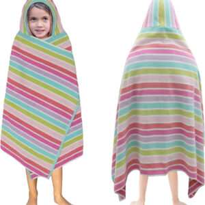 ORIGINAL KIDS Hooded Bath Towel Wrap - 100% Cotton Terry Large Oversized Hooded Kids Towel - Toddler Shower Pool Beach Towel - Super Soft Plush Absorbent Quick Dry Easy Care Gift - 30x60 - Pink Multi