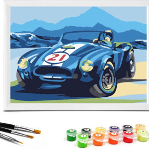 Nariolar Paint by Numbers for Kids Ages 4-8-12 with 7X9.5 inch Pre-Printed Cardboard,12 Acrylic Paint Pots and 3 Painting Brushes, Room Decor for Children,(Sports Car) …