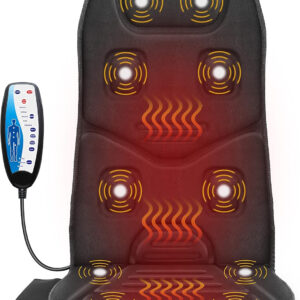COMFIER Massage Seat Cushion with Heat,10 Vibration Motors Seat Warmer, Back Massager for Chair, Massage Chair Pad for Back,Christmas Gifts for Women,Men,Black