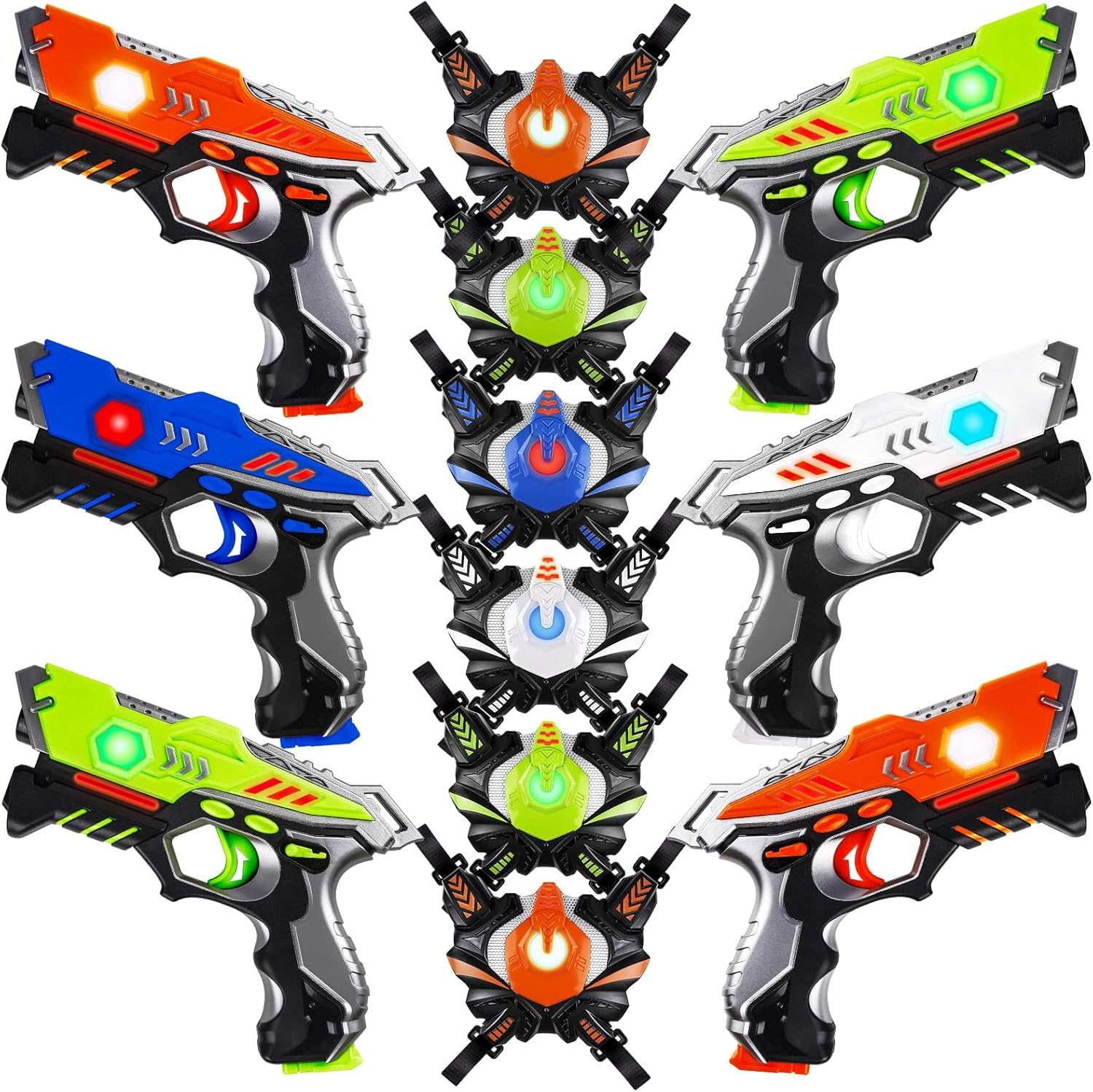 Laser Tag Guns Set of 4 with 4 Vest & Laser tag Gun Set of 2 with 2 Vest Laser Tag Guns Toys for Kids（Laser Tag Guns Set of 6 with 6 Vest）