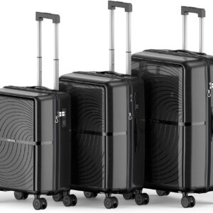 Nazhura Hardside Spinner Luggage Set, 3-Piece, Black