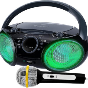 SingingWood NP030AB-GK Portable Karaoke System, Portable CD Player Boombox with Bluetooth for Home AM FM Stereo Radio, Headphone Jack, Portable Karaoke Supported AC or Battery Powered - Black