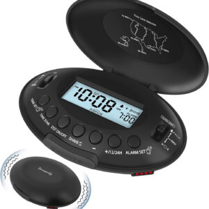 DreamSky Vibrating Alarm Clock for Heavy Sleepers - Auto Set Bed Shaker Alarm Clock Under Pillow for Hearing Impaired, Bedroom, Travel, Rechargeable Battery Operated, Cordless, Auto DST, LCD Backlight