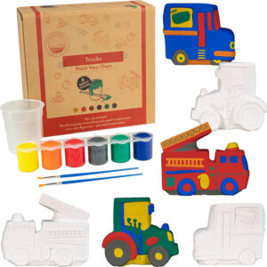 Foothill Toy Co. Children’s 3D Plaster Painting Craft Kit | Kids Activity Ages 5-8 | Gift for Kids, Wheely Fast Cars (Truck Paint Set)