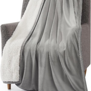 UGG 1465 Bliss Luxurious Oversized All Season Fluffy Throw Blanket Soft Plush Warm Breathable Fully Reversible for Couch Bed Living Room Easy Care Machine Washable Accent Blanket, 50 x 70-inch, Seal