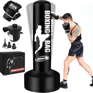 Standing Punching Bag for Adults with Pump and Gloves, 69'' Kick Boxing Bag with Stand Inflatable Freestanding Heavy Bag Kicking Bag for Training MMA Muay Thai Fitness