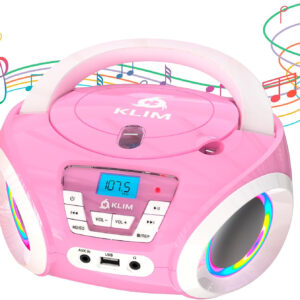KLIM Candy Kids Portable CD Player for Kids - New Version 2024 - FM Radio - Batteries Included - CD Boombox for Kids - Cute Pink Radio cd Player with Speakers for Kids and Toddlers - Pink