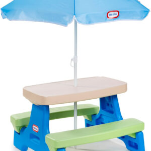 Little Tikes Easy Store Picnic Table with Umbrella, Multi Color, 42.00''L x 38.00''W x 19.75''H