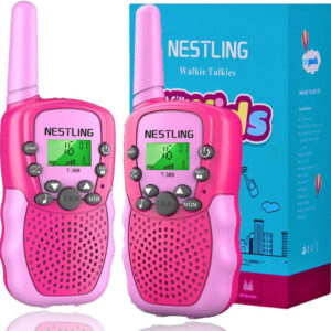 Walkie Talkies for Kids 22 Channels 2 Way Radio Toy with Backlit LCD Flashlight, 3 KMs Range for 3-12 Year Old Boys Girls Outside, Camping, Hiking (2 Pack, Pink)