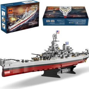 MISINI M6320 Military Series World War II Battleship Building Kit, 2228 Pieces USS Missouri Battleship, Toy Gift Ship Building Block Set for Adult Collection(Iowa-Class Warship)