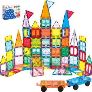 Magnetic Building Tiles, 134PCS Large Magnet Building Set,Magnetic Blocks, 3D STEM Stacking Toys, Magnets Toy for Kids Boys Girls