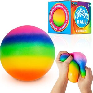 Power Your Fun Arggh Rainbow Giant Stress Balls for Adults - 3.75 Inch Large Stress Balls for Kids Squishy Toys Ball Stress Relief Fidget Toy Sensory Ball Squeeze Toy for Boys Girls (Rainbow)