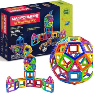 Magformers Challenger 112-Piece Deluxe Set - Magnetic Tiles Building Blocks, Educational Kit, STEM Toy Set - Magnetic Building Tiles for Kids to Develop Problem-Solving Abilities and Shape Recognition