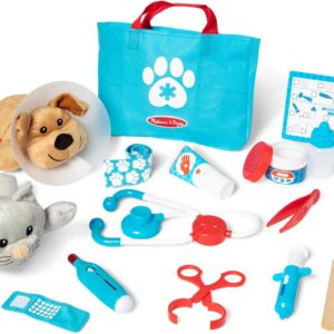 Melissa & Doug Examine and Treat Pet Vet Play Set, 24-Piece Animal Doctor Playset with Dog & Cat Plushies, Pet Doctor Kit & Accessories, Preschool Toys for Girls & Boys Ages 3+