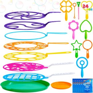 JOYIN Big Bubble Wands Set Bulk for Kids Summer Outdoor Toy Game Activity Party Favors, 18 Pcs Giant Bubble Maker with Tray, 12" Large, 6 Pcs Solution Suitable for All Age People