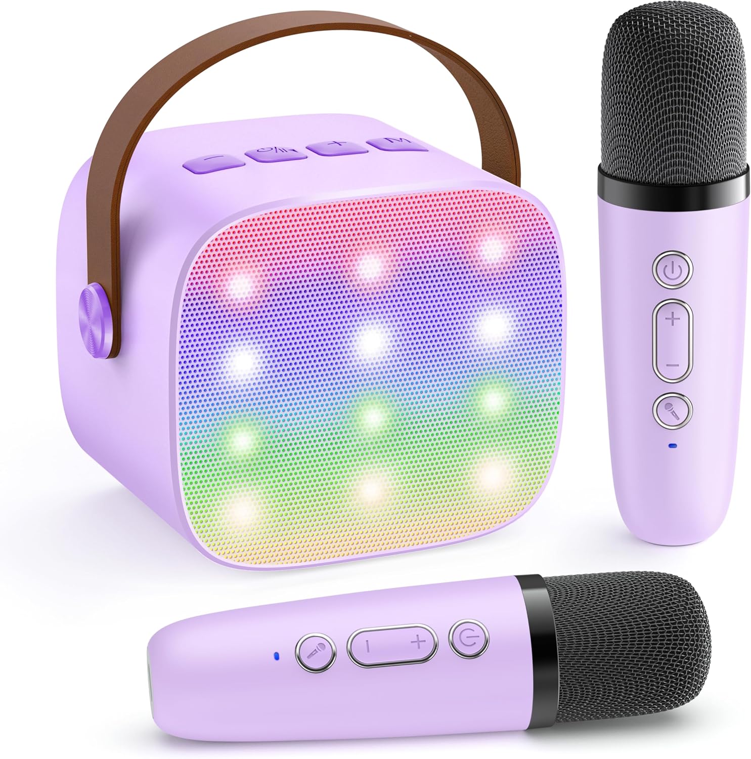 Mini Karaoke Machine with 2 Wireless Microphones, TOP Kids Gifts for Girls Ages 3, 4, 5, 6, 7, 8, 9, 10, 11, 12 +Years Old, 4-12th Christmas Birthday Toy Gift for Girls Boys Party (Purple)