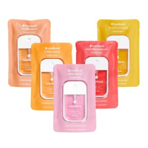 Touchland Power Mist Hydrating Hand Sanitizer Spray, JUICY 5 Set (Citrus, Berry, Watermelon, Peach, Mango), 1 FL. OZ. Travel Size (Set of 5)