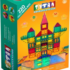 Tytan TILES 220-Piece SUPERSIZED Magnetic Tiles Building Set, 1000s of Creations, Large 3D Castles, Massive Vehicles, & Rocket Ships, Kids’ STEM Toy, Architecture, Innovative Play, Ages 3 and Up
